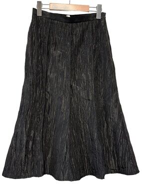 Studio Petites Black Crinkle Midi Skirt Textured Goth Boho Y2K